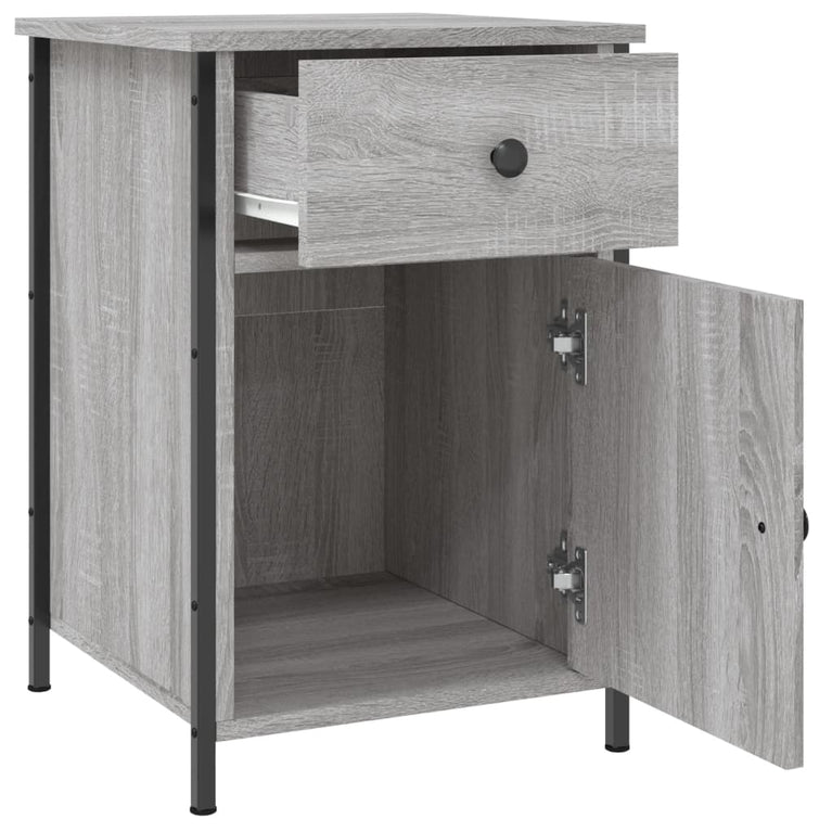 Nachtkastje 40x42x60 cm bewerkt hout grijs sonoma eikenkleurig MeubelReus