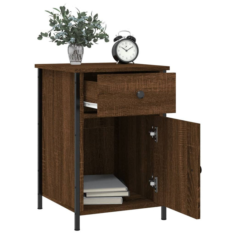 Nachtkastjes 2 st 40x42x60 cm bewerkt hout bruin eikenkleur MeubelReus