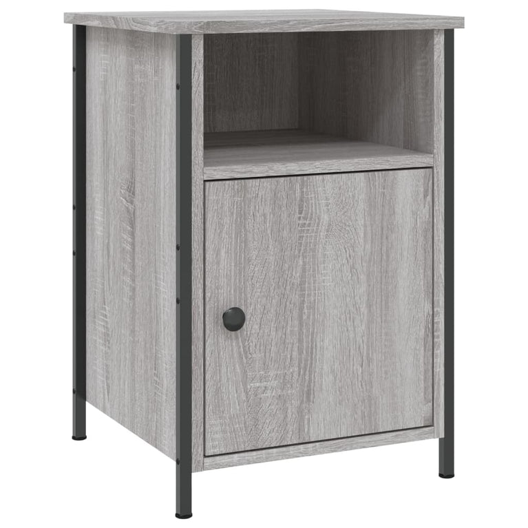 Nachtkastje 40x42x60 cm bewerkt hout grijs sonoma eikenkleurig MeubelReus