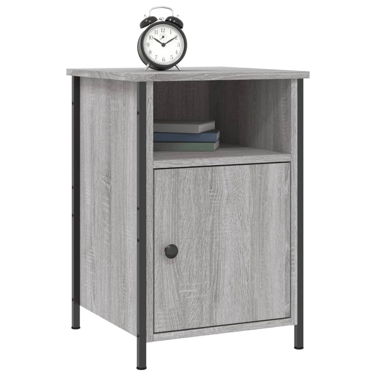 Nachtkastje 40x42x60 cm bewerkt hout grijs sonoma eikenkleurig MeubelReus