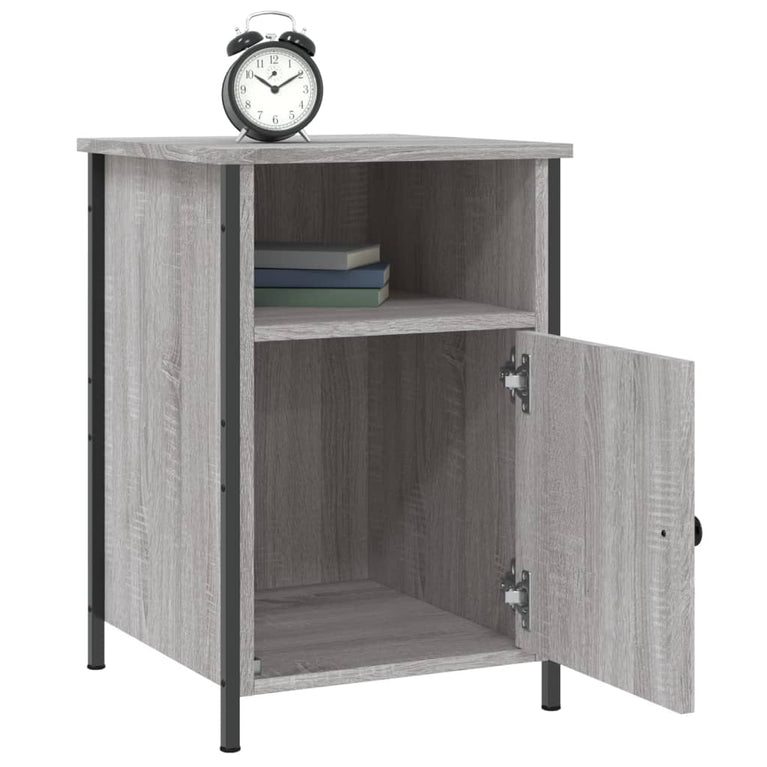 Nachtkastje 40x42x60 cm bewerkt hout grijs sonoma eikenkleurig MeubelReus