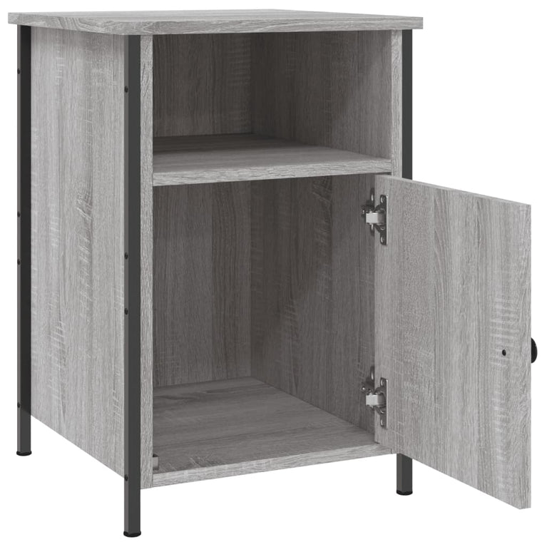 Nachtkastje 40x42x60 cm bewerkt hout grijs sonoma eikenkleurig MeubelReus
