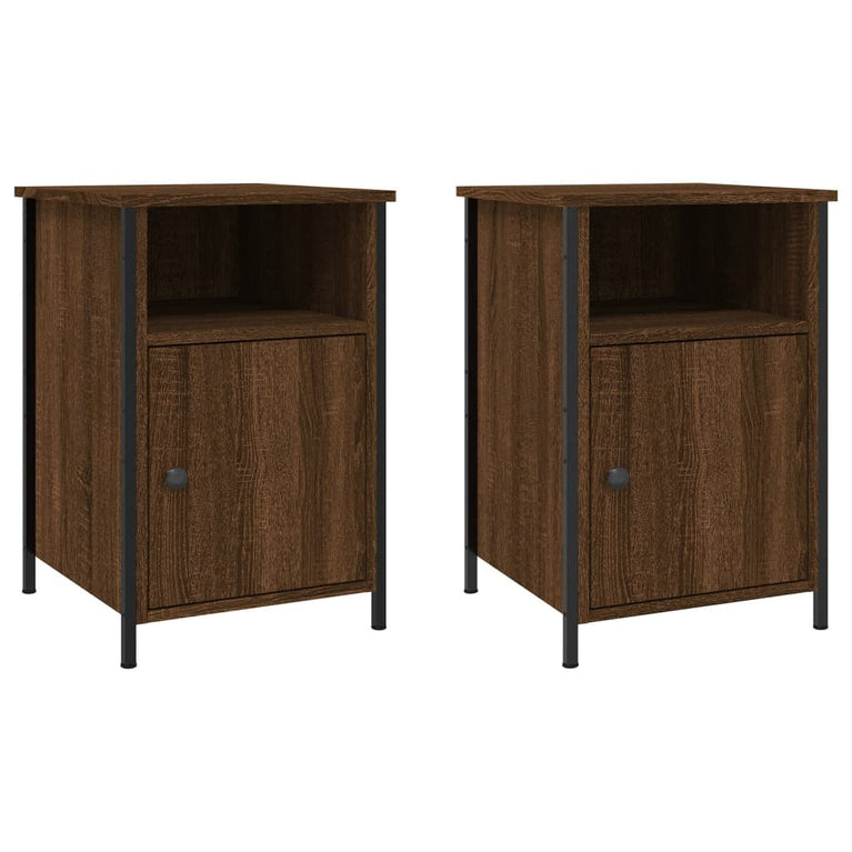 Nachtkastjes 2 st 40x42x60 cm bewerkt hout bruin eikenkleur MeubelReus