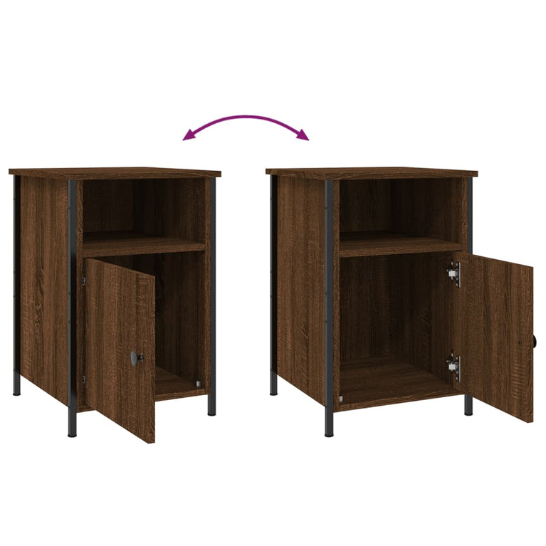 Nachtkastjes 2 st 40x42x60 cm bewerkt hout bruin eikenkleur MeubelReus