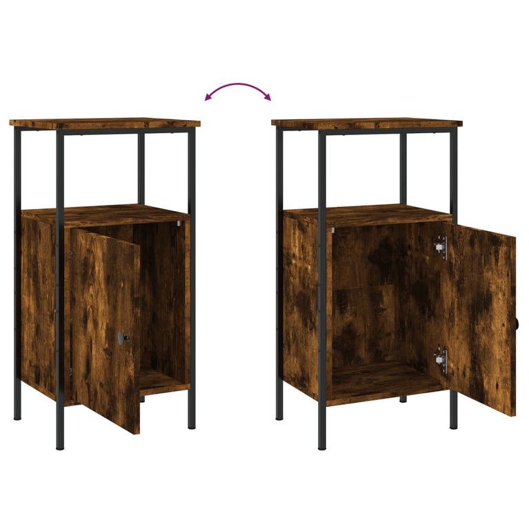 Nachtkastjes 2 st 41x31x80 cm bewerkt hout gerookt eikenkleurig MeubelReus