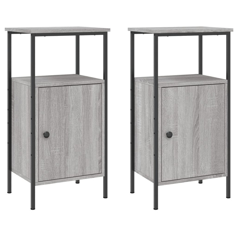 Nachtkastjes 2 st 41x31x80 cm bewerkt hout grijs sonoma eiken MeubelReus