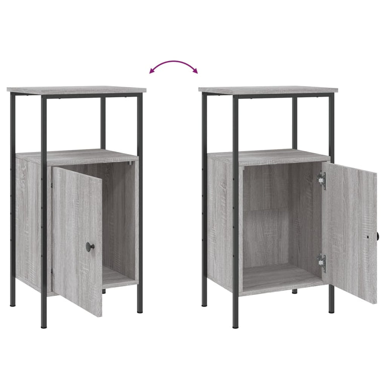 Nachtkastjes 2 st 41x31x80 cm bewerkt hout grijs sonoma eiken MeubelReus