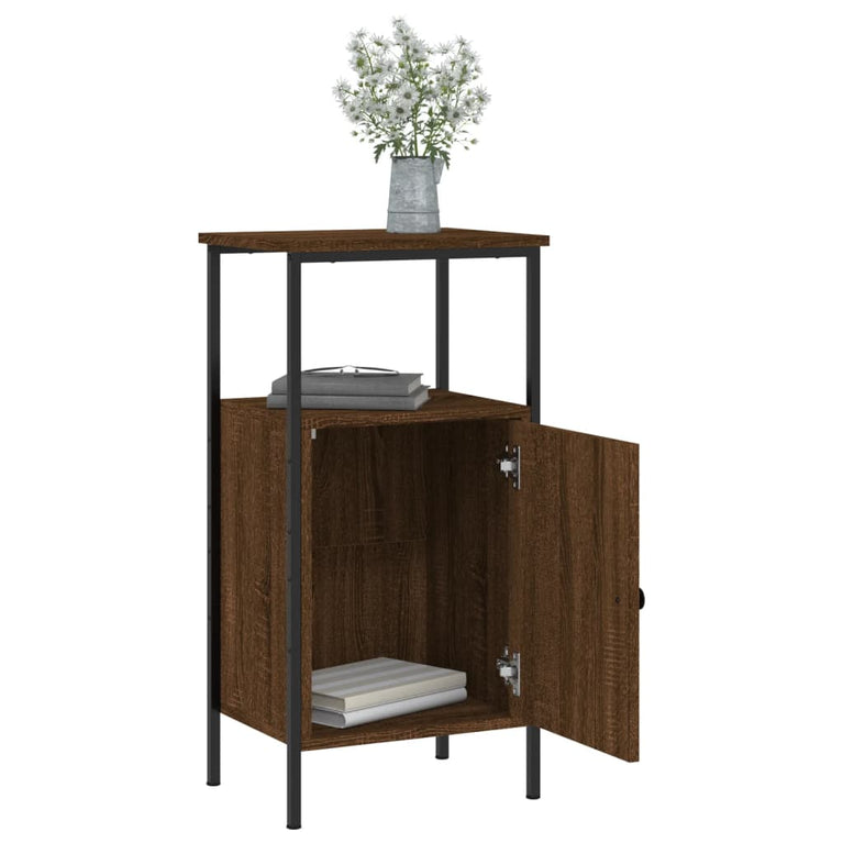 Nachtkastjes 2 st 41x31x80 cm bewerkt hout bruin eikenkleur MeubelReus