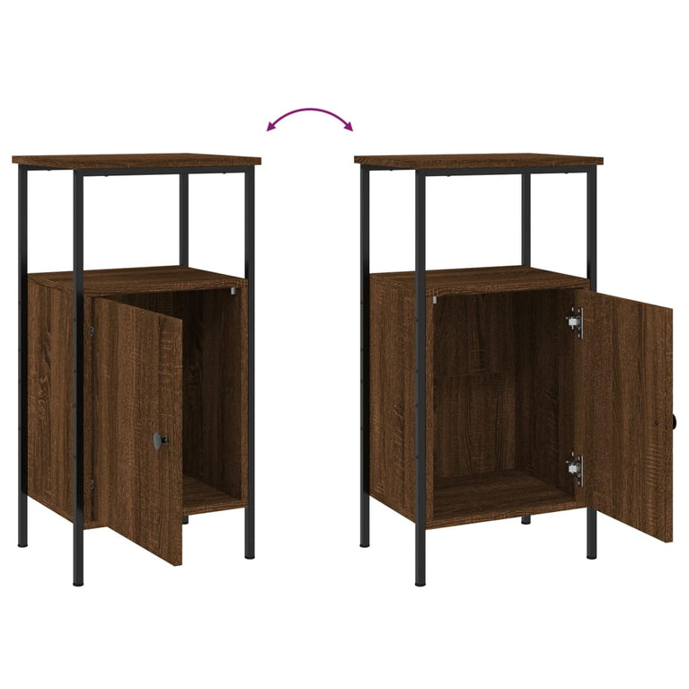 Nachtkastjes 2 st 41x31x80 cm bewerkt hout bruin eikenkleur MeubelReus