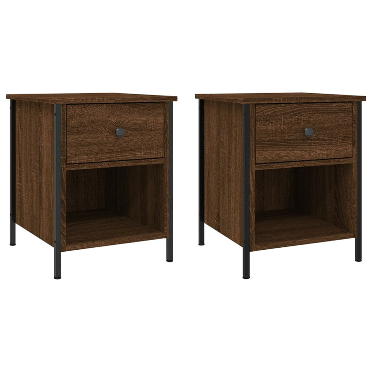 Nachtkastjes 2 st 40x42x50 cm bewerkt hout bruin eikenkleur MeubelReus