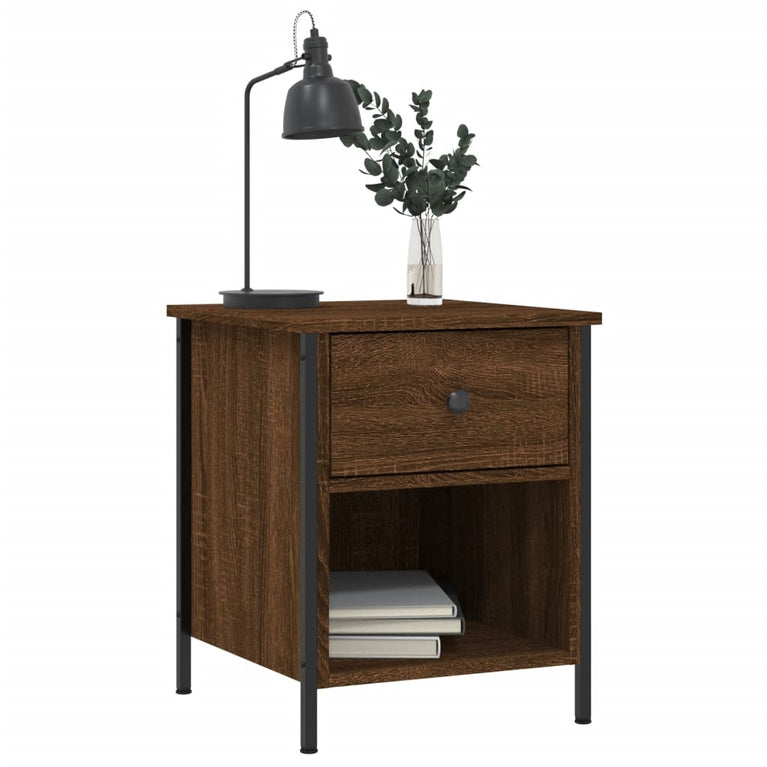 Nachtkastjes 2 st 40x42x50 cm bewerkt hout bruin eikenkleur MeubelReus