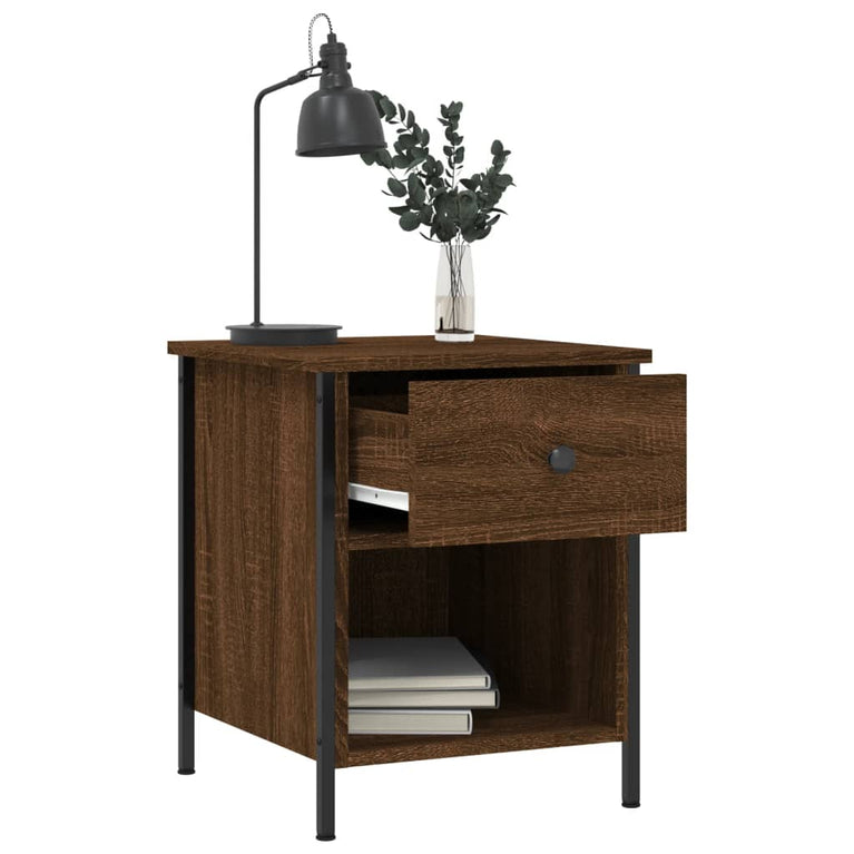 Nachtkastjes 2 st 40x42x50 cm bewerkt hout bruin eikenkleur MeubelReus