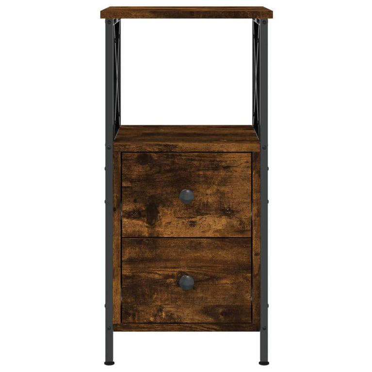 Nachtkastje 34x35,5x70 cm bewerkt hout gerookt eikenkleurig MeubelReus