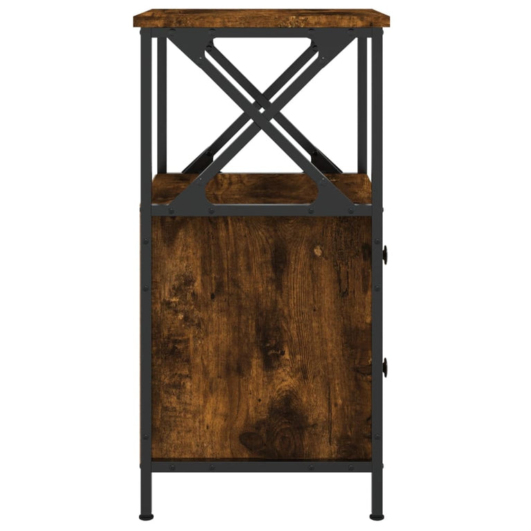 Nachtkastje 34x35,5x70 cm bewerkt hout gerookt eikenkleurig MeubelReus