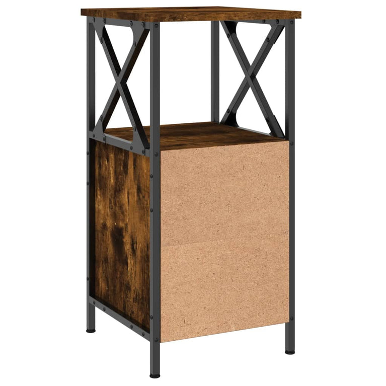 Nachtkastje 34x35,5x70 cm bewerkt hout gerookt eikenkleurig MeubelReus