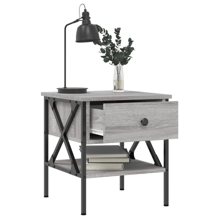 Nachtkastjes 2 st 40x42x45 cm bewerkt hout grijs sonoma eiken MeubelReus