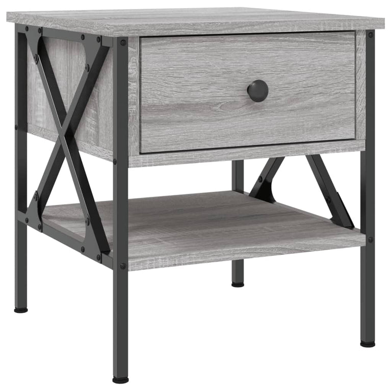 Nachtkastjes 2 st 40x42x45 cm bewerkt hout grijs sonoma eiken MeubelReus