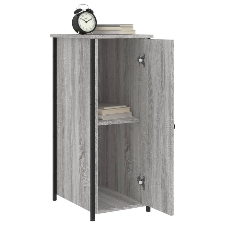 Nachtkastje 32x42x80 cm bewerkt hout grijs sonoma eikenkleurig MeubelReus