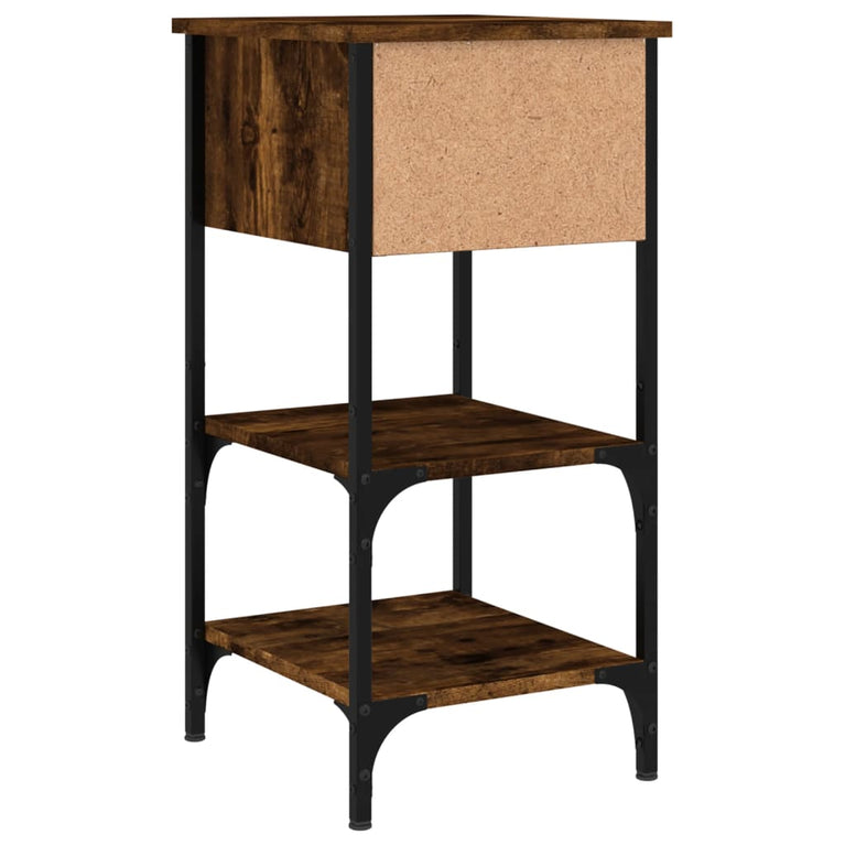 Nachtkastje 34x36x70 cm bewerkt hout gerookt eikenkleurig MeubelReus