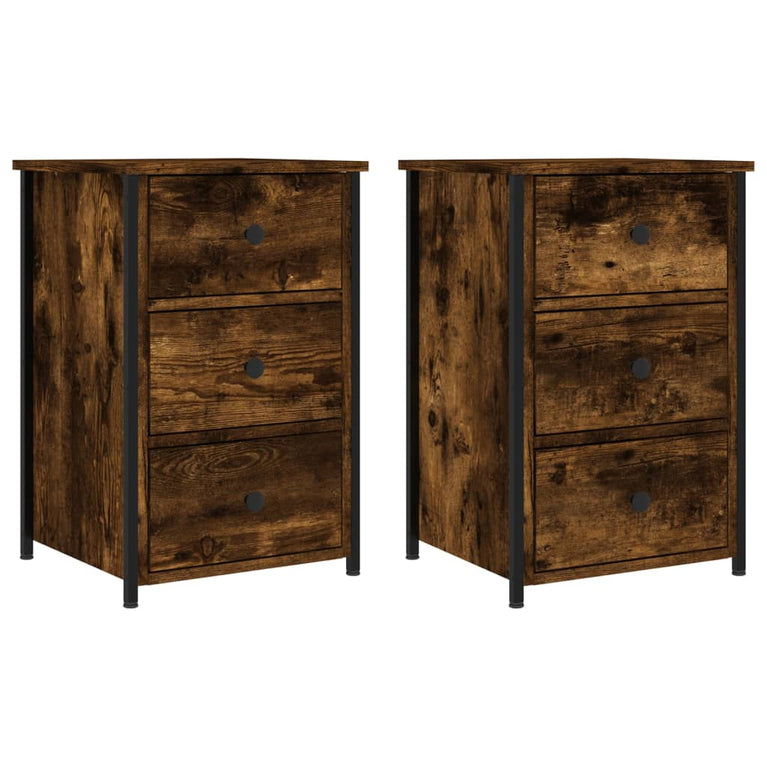 Nachtkastjes 2 st 40x36x60 cm bewerkt hout gerookt eikenkleurig MeubelReus