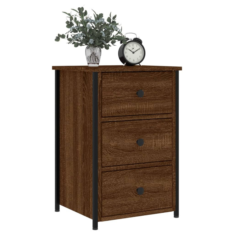 Nachtkastjes 2 st 40x36x60 cm bewerkt hout bruin eikenkleur MeubelReus