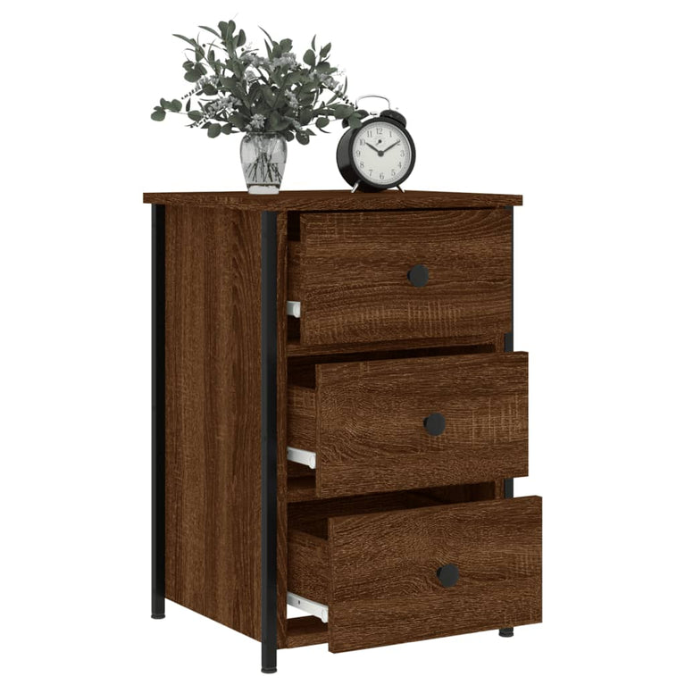 Nachtkastjes 2 st 40x36x60 cm bewerkt hout bruin eikenkleur MeubelReus