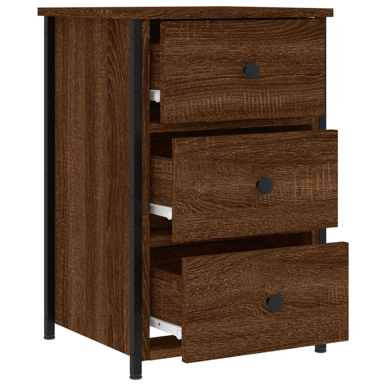 Nachtkastjes 2 st 40x36x60 cm bewerkt hout bruin eikenkleur MeubelReus
