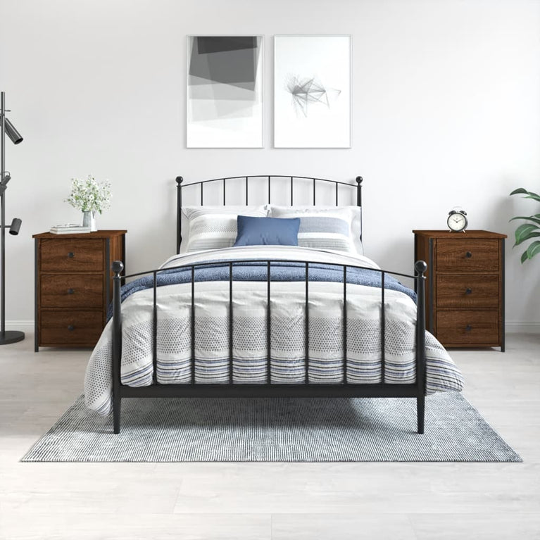 Nachtkastjes 2 st 40x36x60 cm bewerkt hout bruin eikenkleur MeubelReus