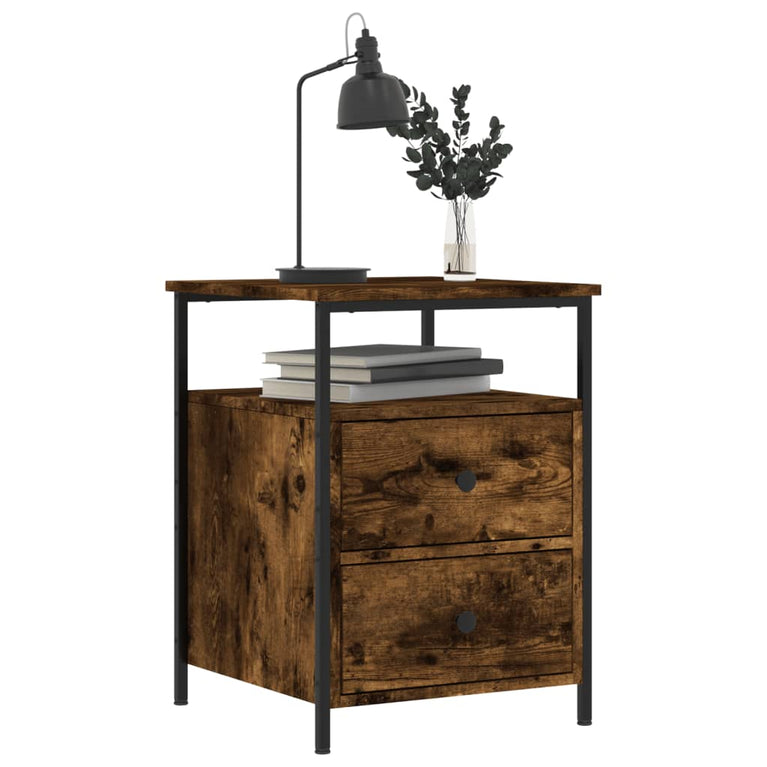 Nachtkastjes 2 st 44x45x60 cm bewerkt hout gerookt eikenkleurig MeubelReus