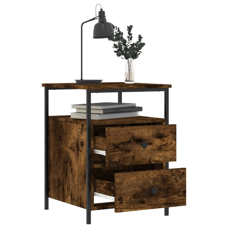 Nachtkastjes 2 st 44x45x60 cm bewerkt hout gerookt eikenkleurig MeubelReus