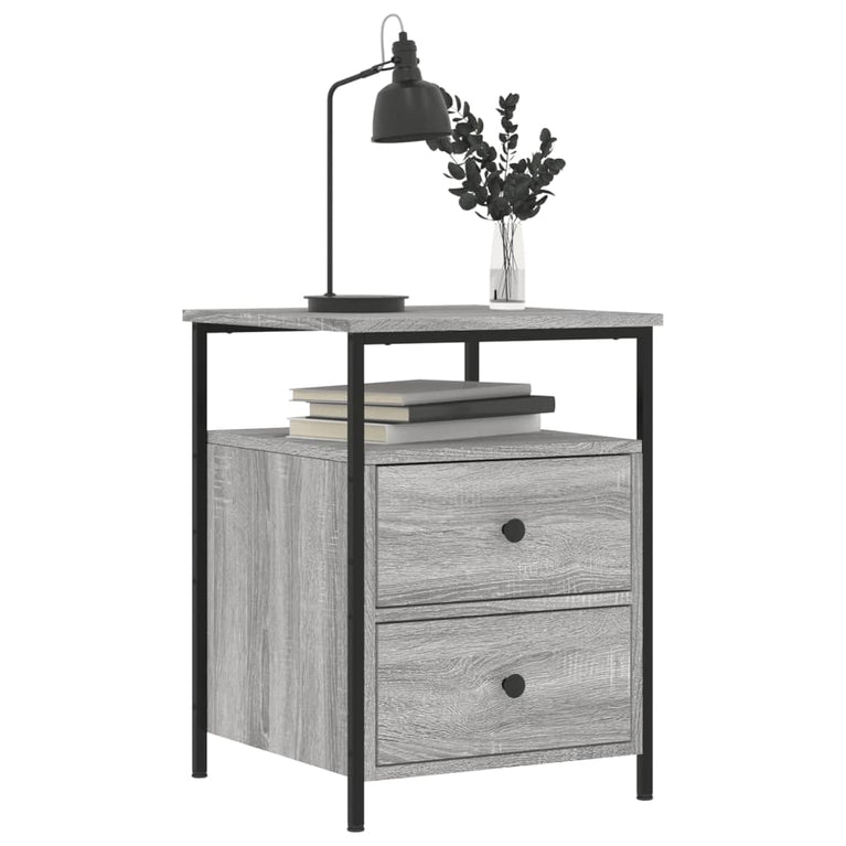 Nachtkastjes 2 st 44x45x60 cm bewerkt hout grijs sonoma eiken MeubelReus
