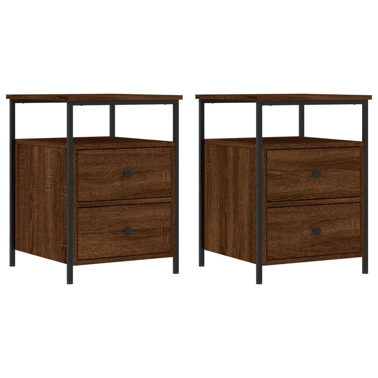 Nachtkastjes 2 st 44x45x60 cm bewerkt hout bruin eikenkleur MeubelReus