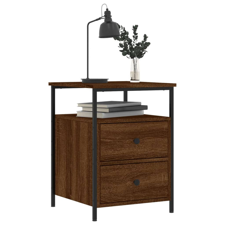 Nachtkastjes 2 st 44x45x60 cm bewerkt hout bruin eikenkleur MeubelReus