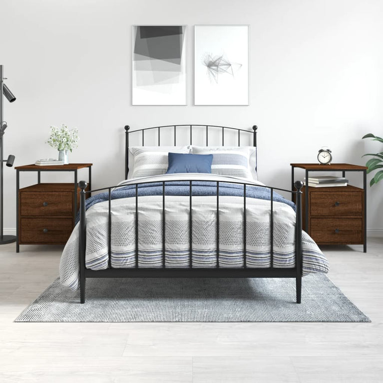 Nachtkastjes 2 st 44x45x60 cm bewerkt hout bruin eikenkleur MeubelReus