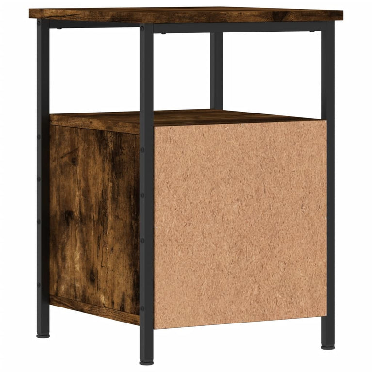 Nachtkastje 34x35,5x50 cm bewerkt hout gerookt eikenkleurig MeubelReus