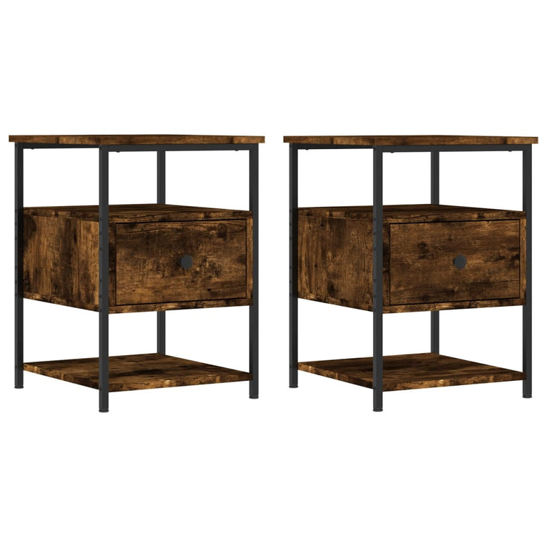 Nachtkastjes 2 st 40x42x56 cm bewerkt hout gerookt eikenkleurig MeubelReus