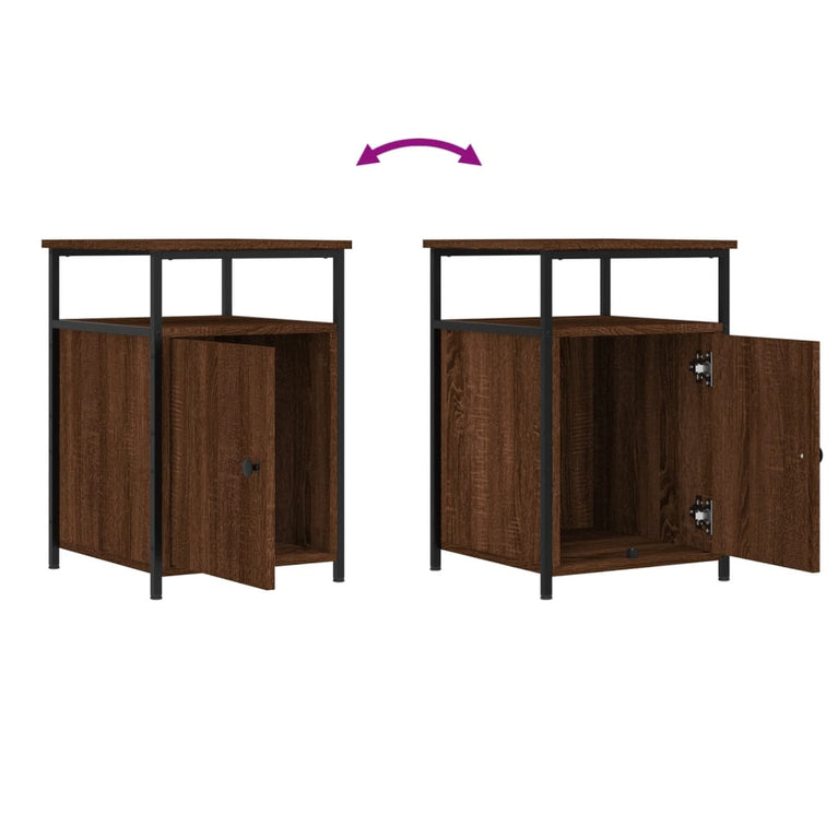 Nachtkastjes 2 st 40x42x60 cm bewerkt hout bruin eikenkleur MeubelReus