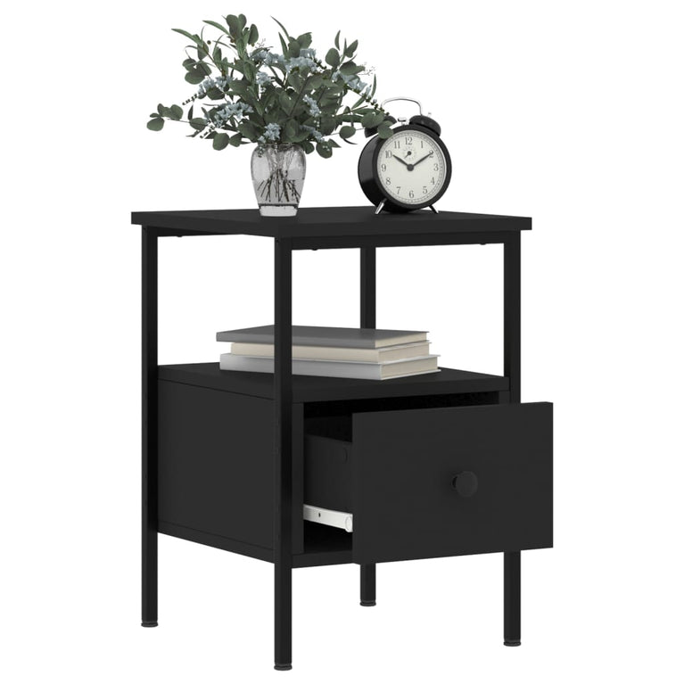 Nachtkastjes 2 st 34x36x50 cm bewerkt hout zwart MeubelReus