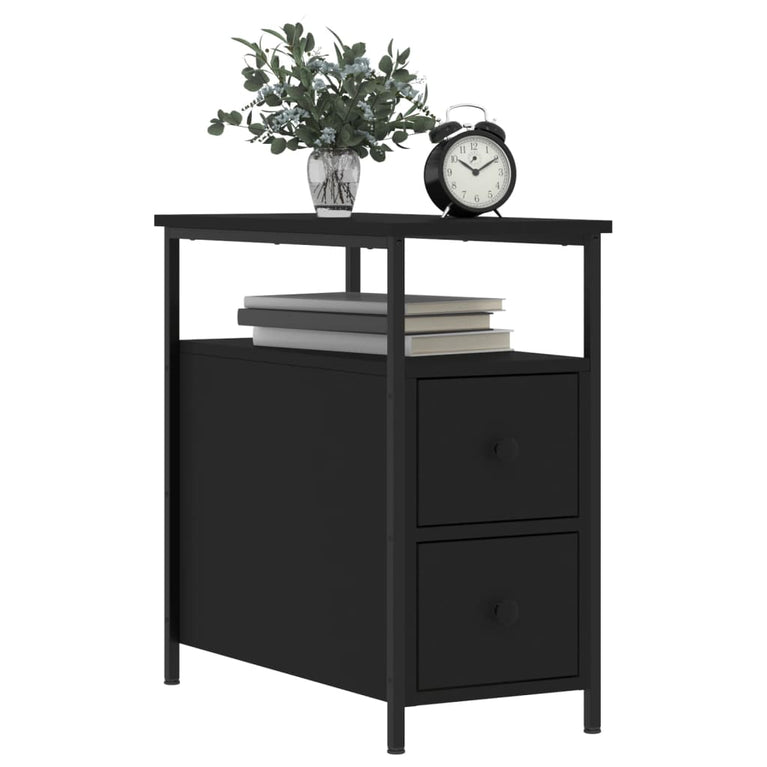 Nachtkastjes 2 st 30x60x60 cm bewerkt hout zwart MeubelReus