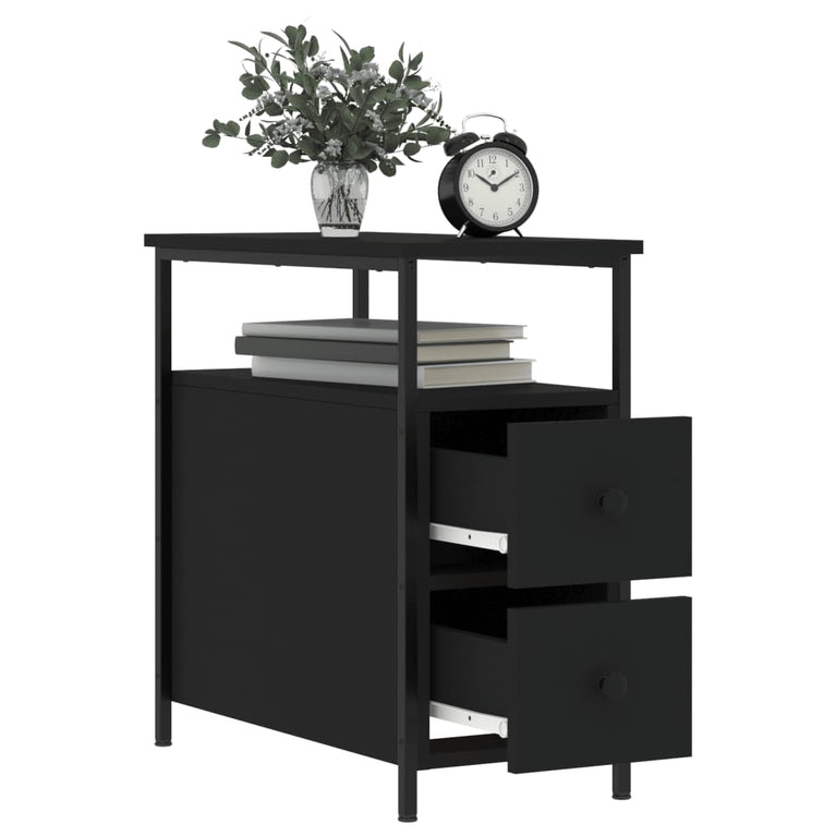 Nachtkastjes 2 st 30x60x60 cm bewerkt hout zwart MeubelReus