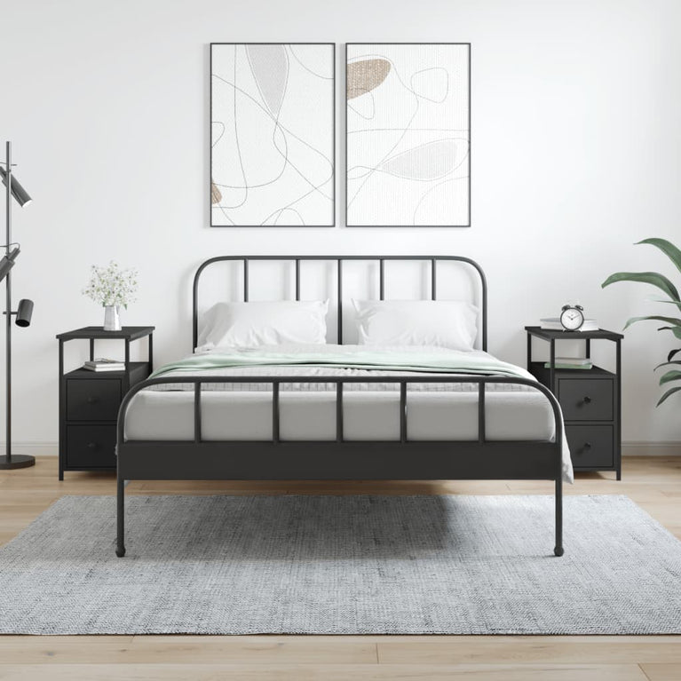 Nachtkastjes 2 st 30x60x60 cm bewerkt hout zwart MeubelReus