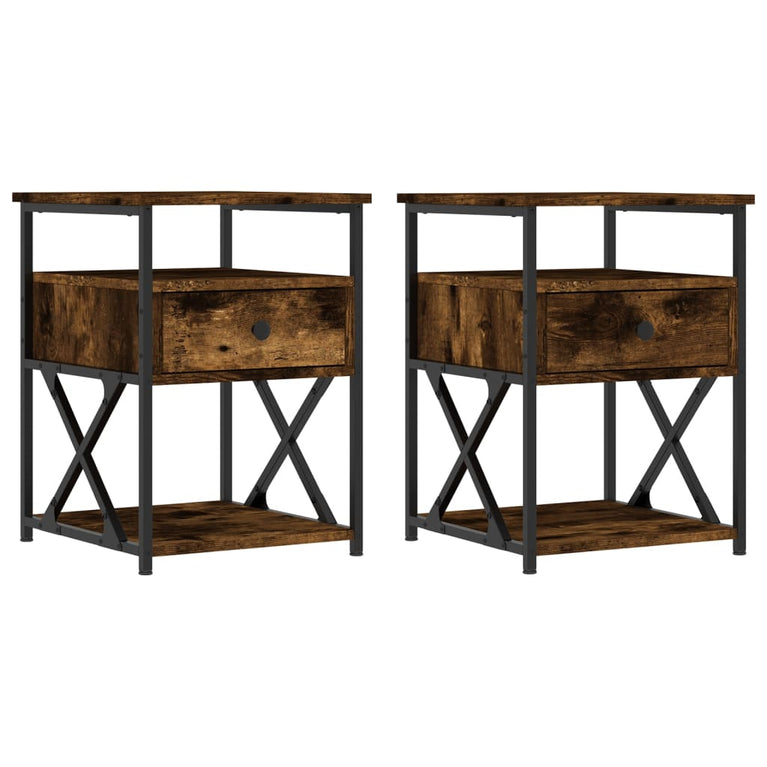 Nachtkastjes 2 st 40x42x55 cm bewerkt hout gerookt eikenkleurig MeubelReus
