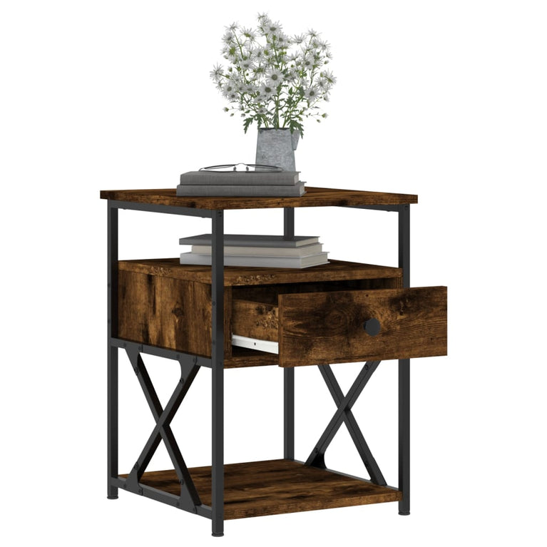 Nachtkastjes 2 st 40x42x55 cm bewerkt hout gerookt eikenkleurig MeubelReus