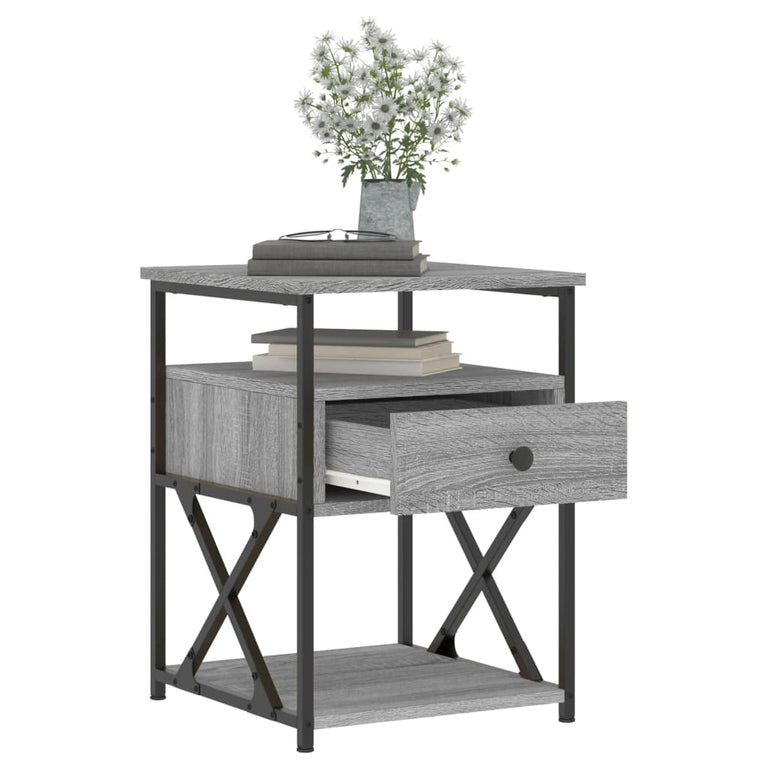 Nachtkastjes 2 st 40x42x55 cm bewerkt hout grijs sonoma eiken MeubelReus