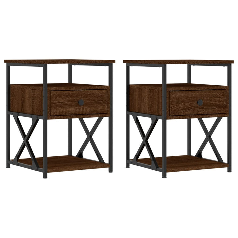 Nachtkastjes 2 st 40x42x55 cm bewerkt hout bruin eikenkleur MeubelReus