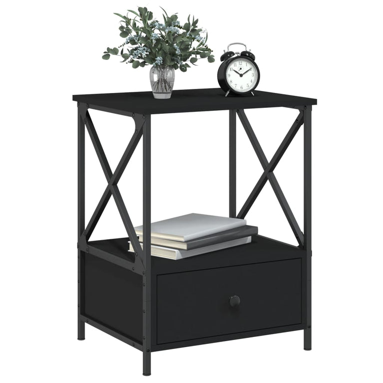 Nachtkastjes 2 st 50x41x65 cm bewerkt hout zwart MeubelReus