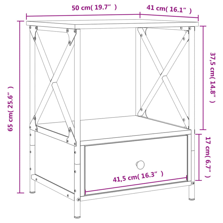 Nachtkastjes 2 st 50x41x65 cm bewerkt hout zwart MeubelReus
