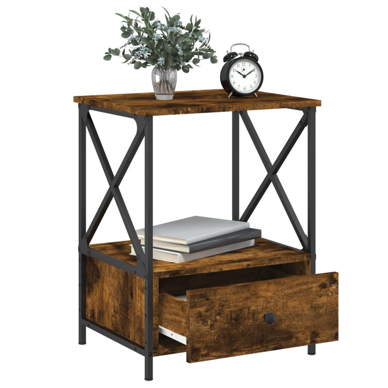 Nachtkastjes 2 st 50x41x65 cm bewerkt hout gerookt eikenkleurig MeubelReus