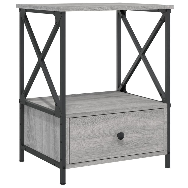 Nachtkastje 50x41x65 cm bewerkt hout grijs sonoma eikenkleurig MeubelReus