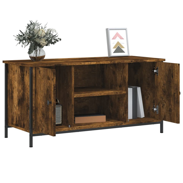 Tv-meubel 100x40x50 cm bewerkt hout gerookt eikenkleurig MeubelReus